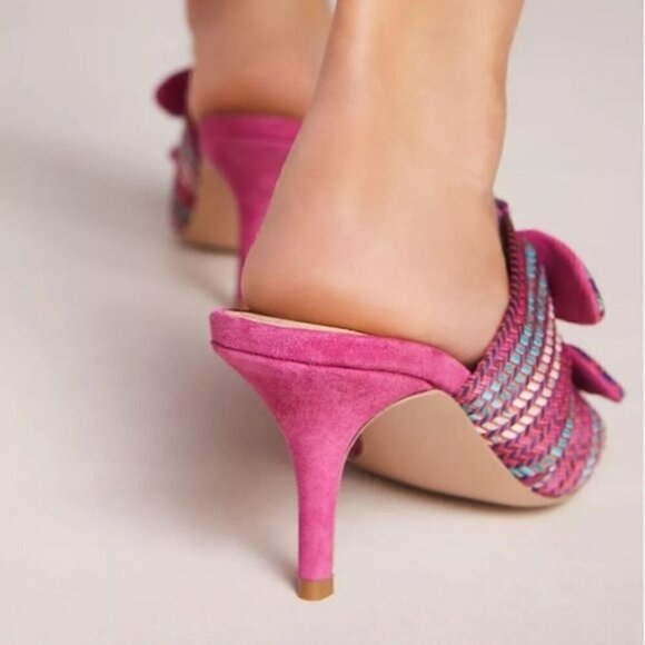 Charles David Corona Bow Heels Multi Color Pink Suede 7M - Picture 3 of 10